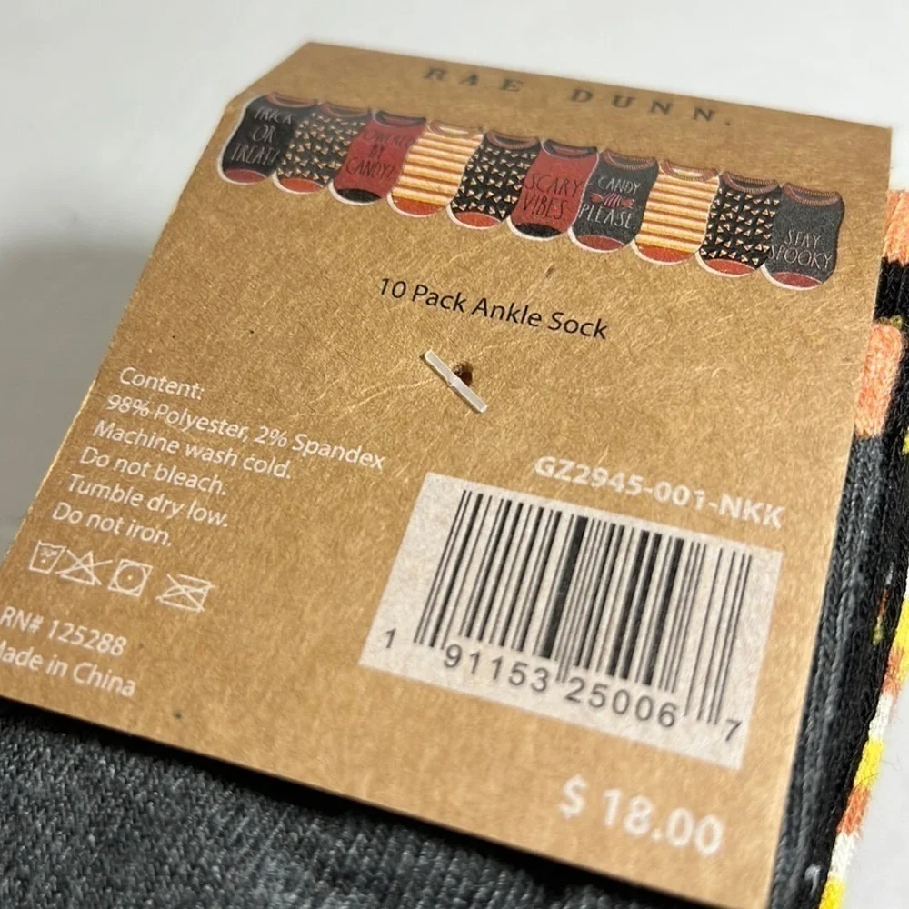 Rae Dunn 10 Pack of Child’s Ankle Socks New Sz S/M Halloween trick-or-treat